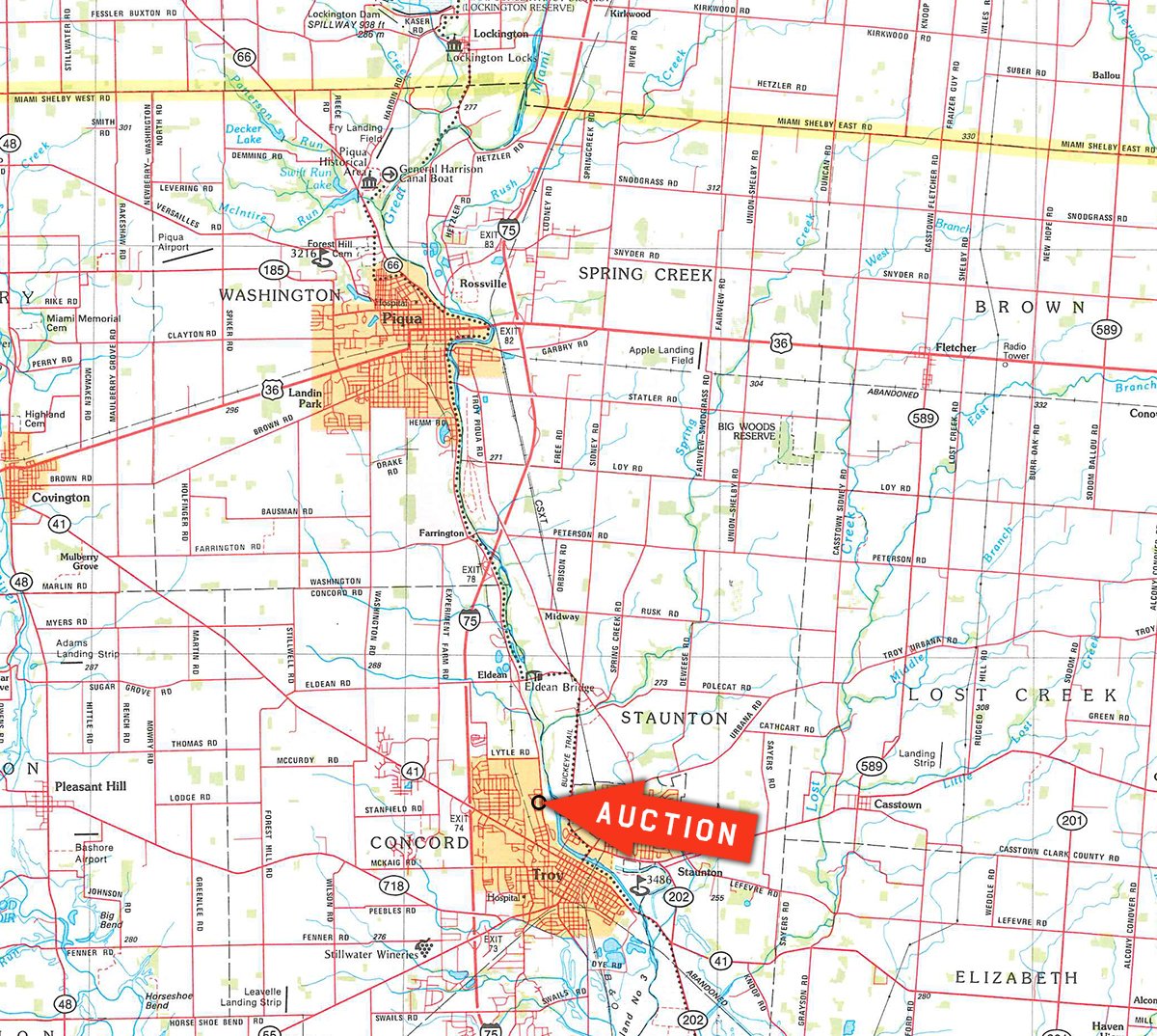 Area map - FARM EQUIPMENT AUCTION IN MIAMI COUNTY, OHIO